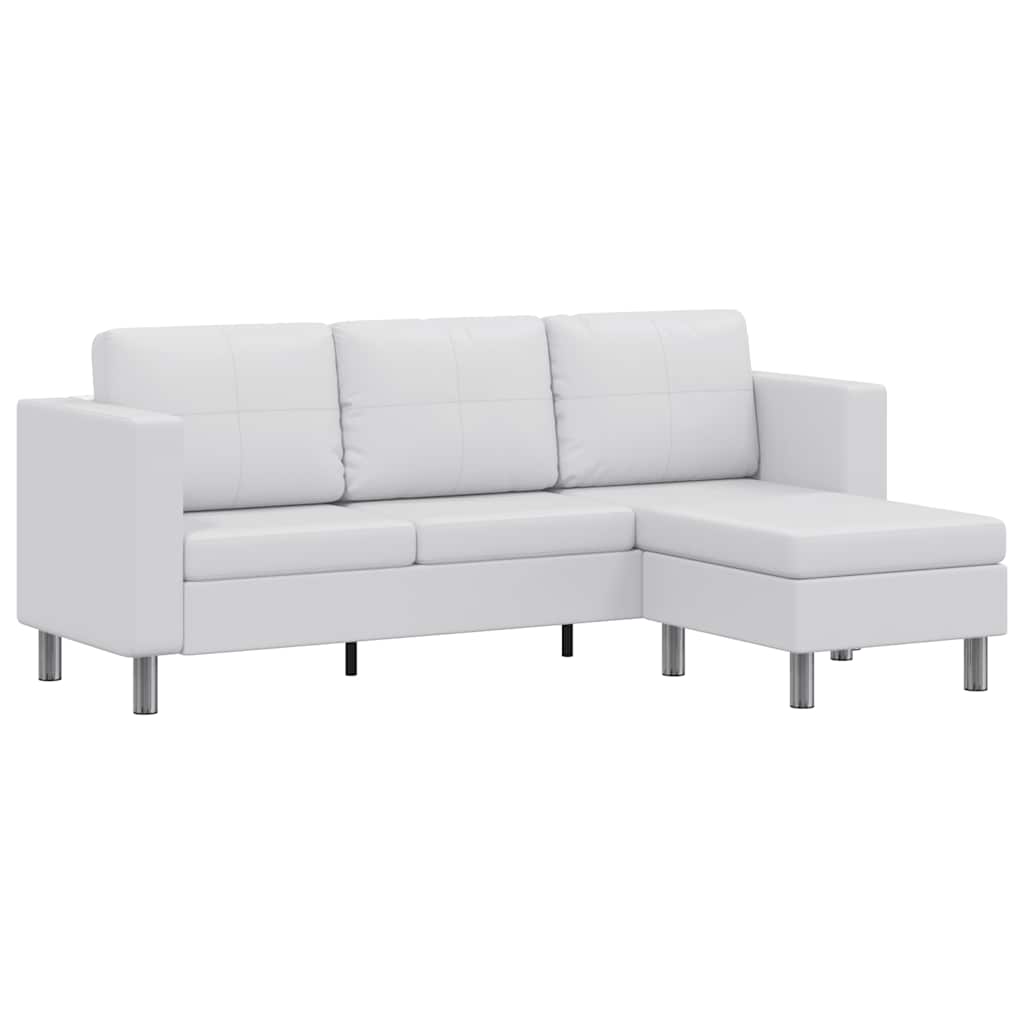Sofá seccional 3 plazas cuero artificial blanco