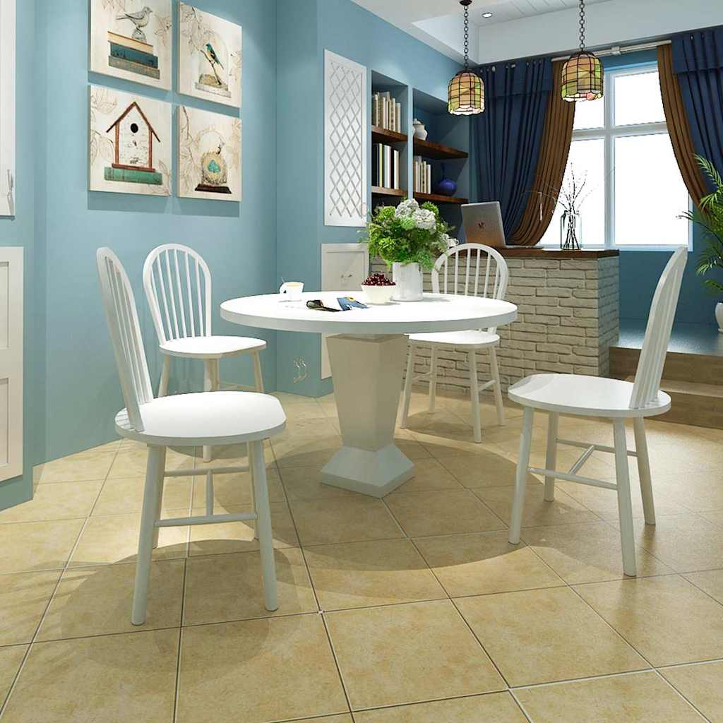 Sillas de comedor 4 uds madera maciza caucho terciopelo blanco