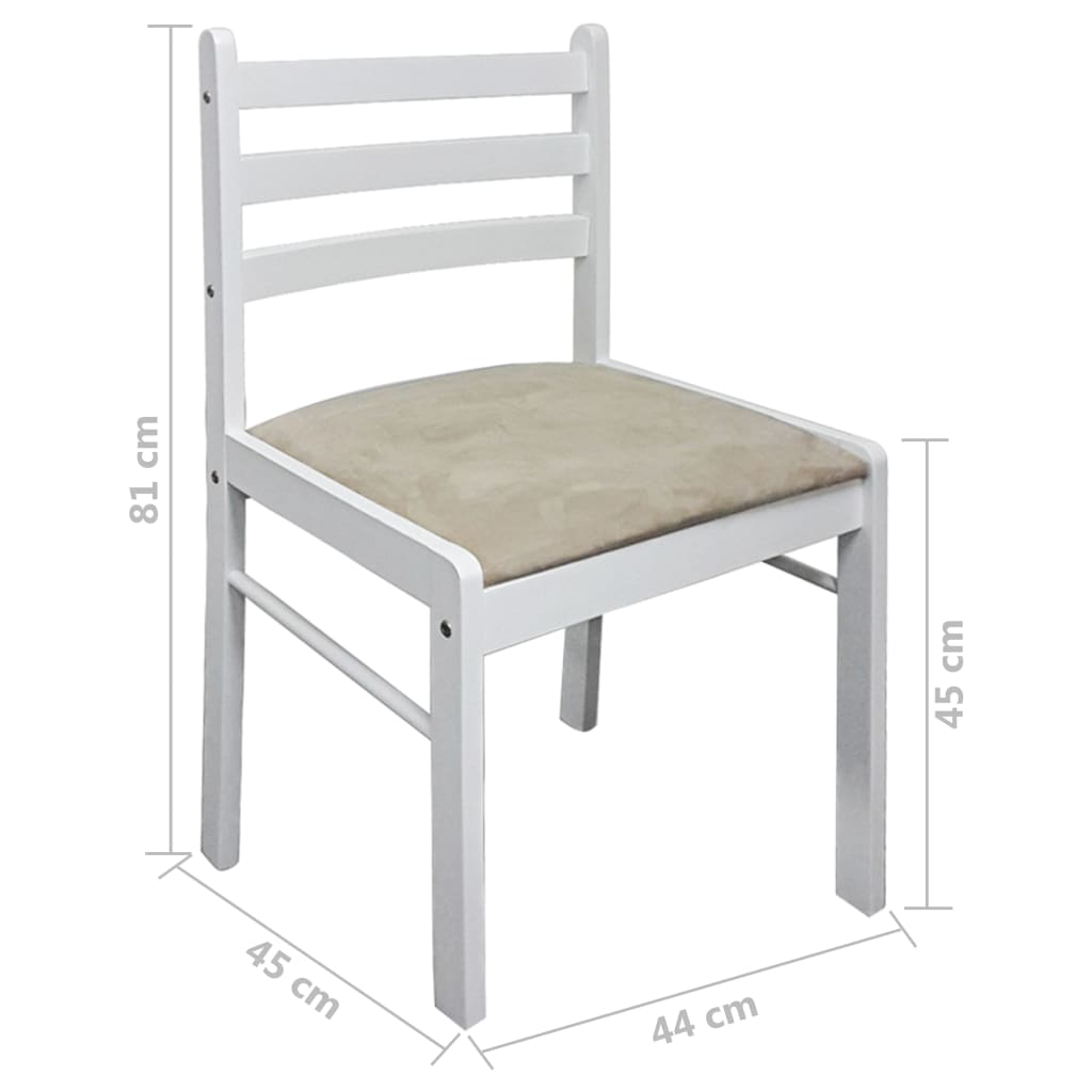 Sillas de comedor 4 uds madera maciza caucho terciopelo blanco