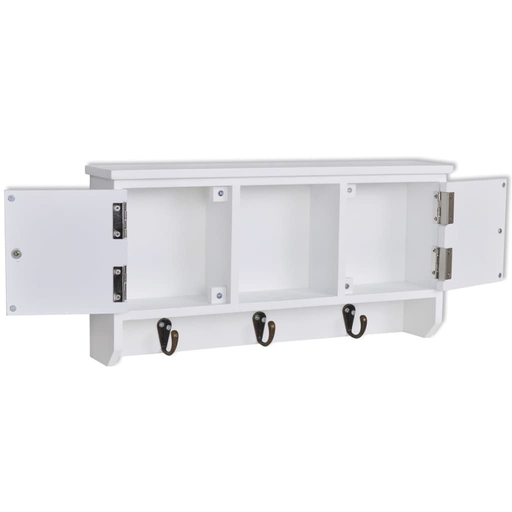 Armario de pared para llaves y joyas con puertas y ganchos