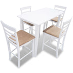 Mesa de bar y 4 taburetes de barra madera blanca