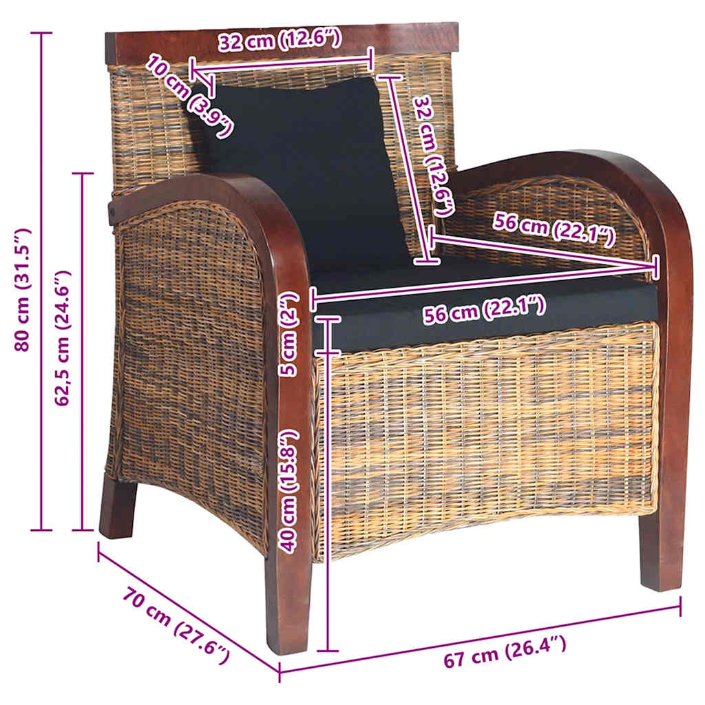 Sillón de ratán tejido a mano