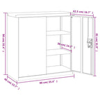 Armario de oficina 2 puertas 90 cm acero gris