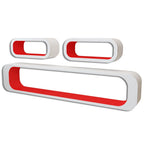 Estantes flotantes pared 3 pzas libros/DVD MDF blanco rojo