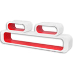 Estantes flotantes pared 3 pzas libros/DVD MDF blanco rojo
