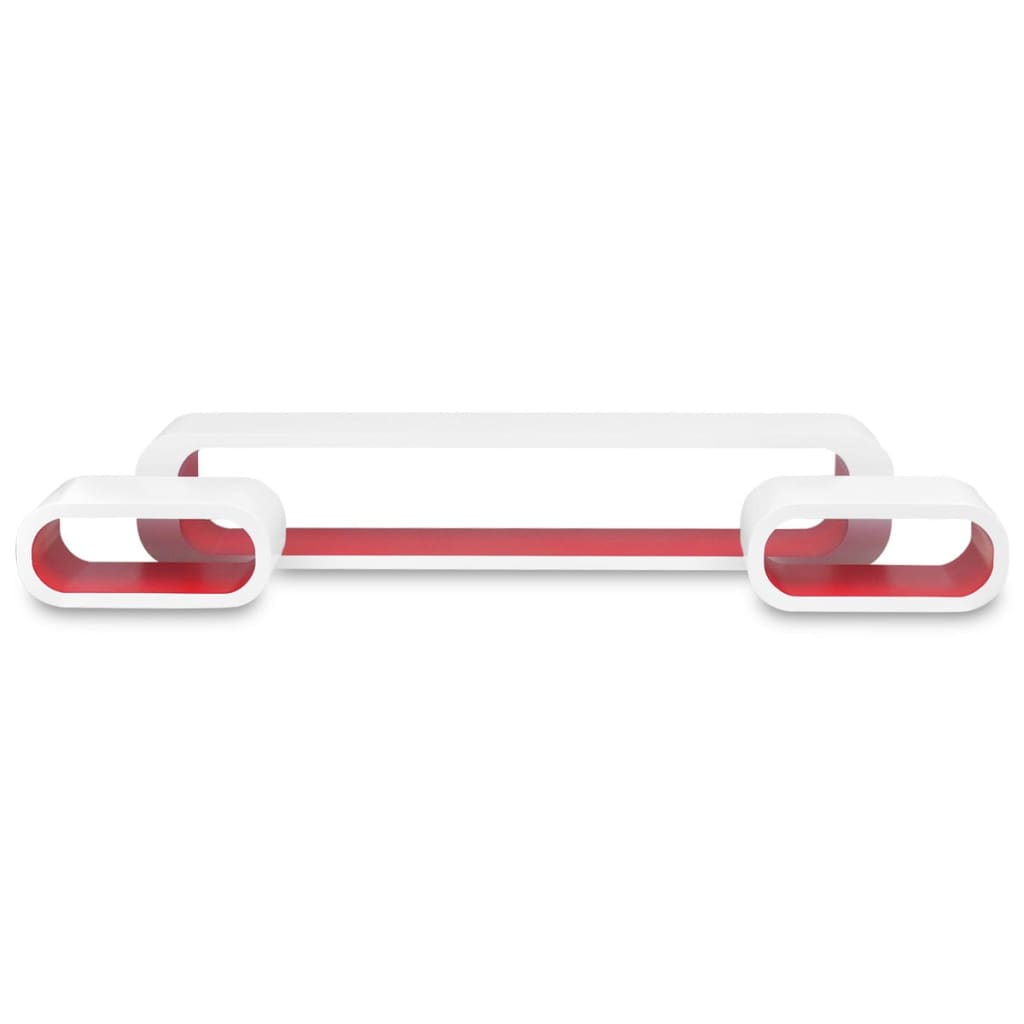 Estantes flotantes pared 3 pzas libros/DVD MDF blanco rojo