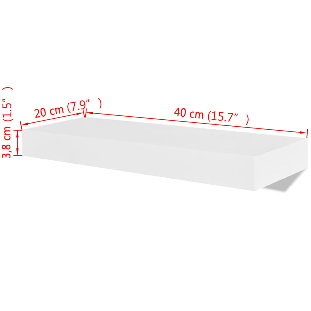 Estantes flotantes de pared 2 uds MDF blanco para libros/DVD