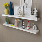 Estantes flotantes de pared 2 uds MDF blanco para libros/DVD