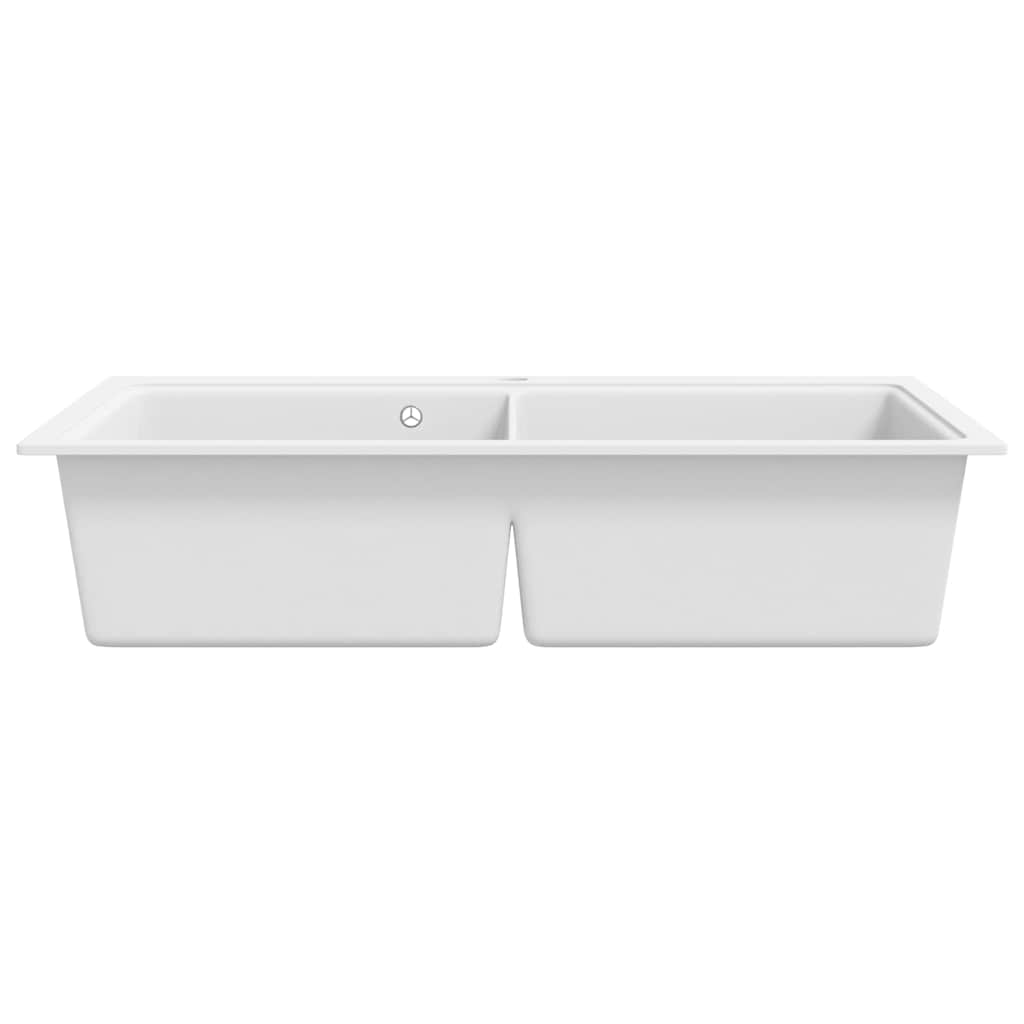 Fregadero encastrable de granito blanco de dos cubetas