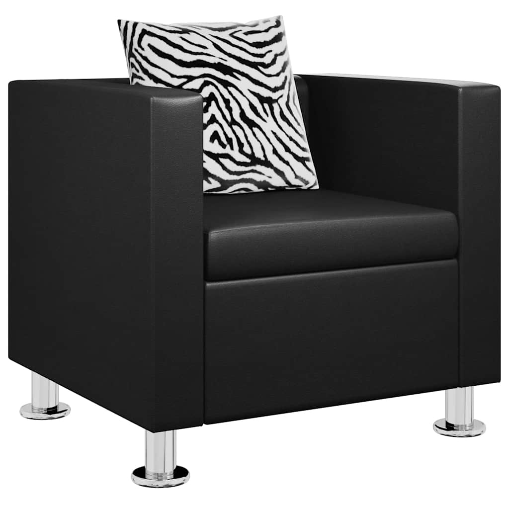 Sillón de cuero sintético negro
