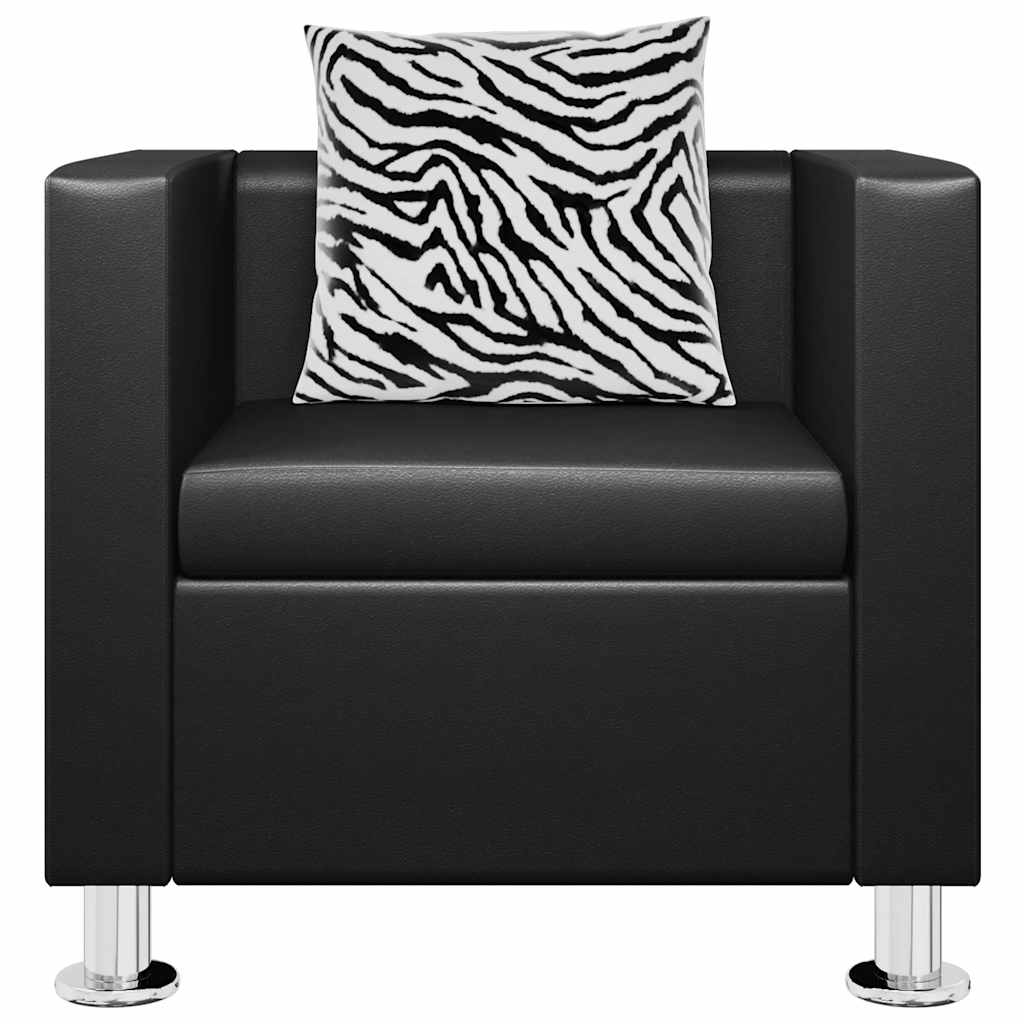 Sillón de cuero sintético negro