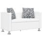 2-seater white artificial leather sofa