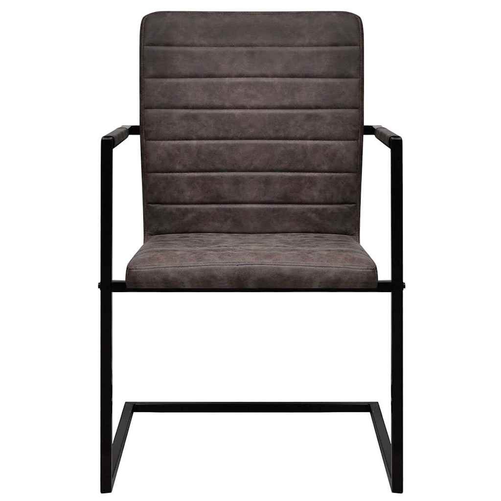 Sillas de comedor voladizas 2 unidades cuero sintético marrón oscuro