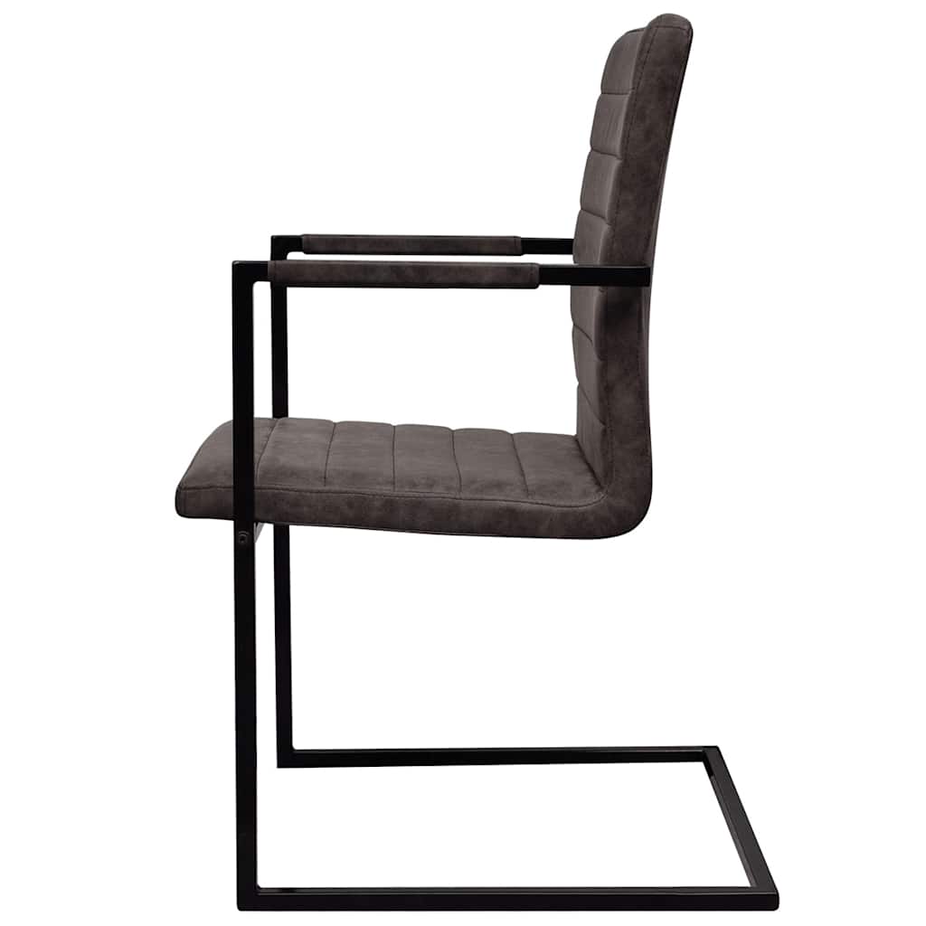 Sillas de comedor voladizas 2 unidades cuero sintético marrón oscuro