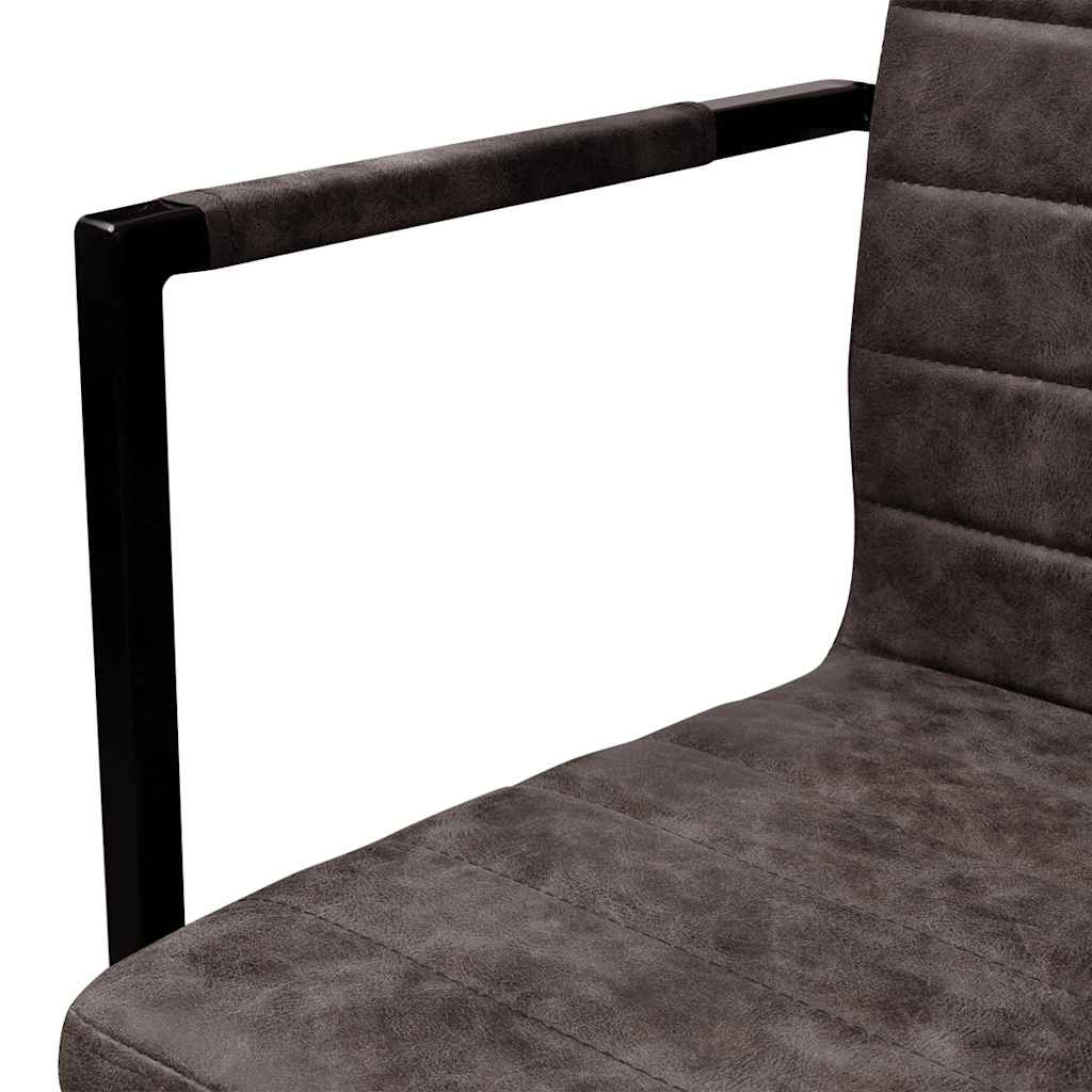 Sillas de comedor voladizas 2 unidades cuero sintético marrón oscuro