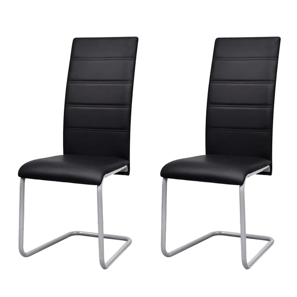 Sillas de comedor voladizas 2 unidades cuero sintético blanco