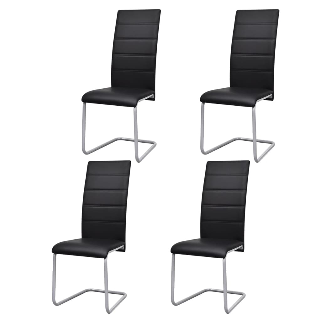 2 Cantilever Dining Chairs Faux Leather White