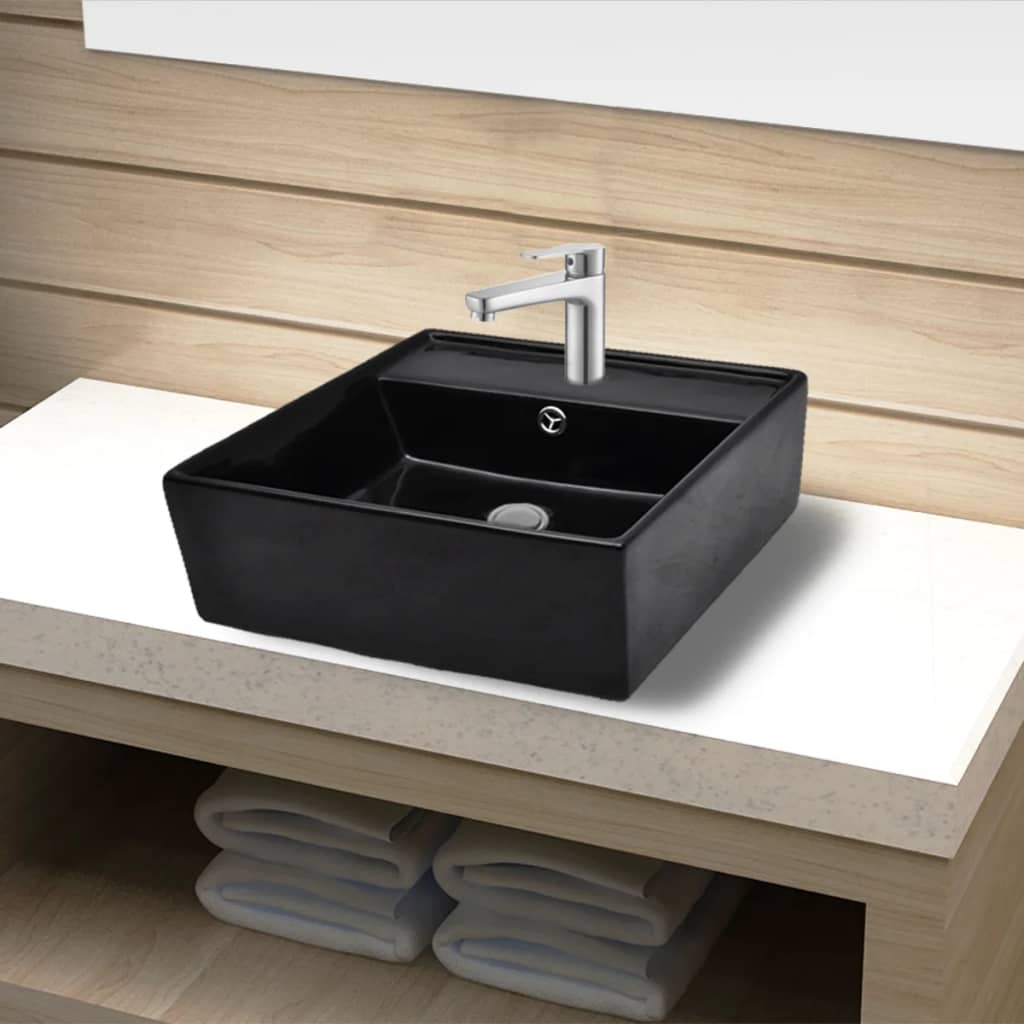Lavabo cuadrado de cerámica 41,5x41,5x12 cm blanco