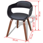 Sillas de comedor 2 uds madera curvada y cuero sintético negro