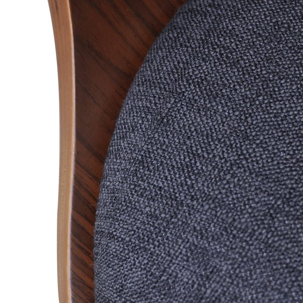 Sillas de comedor 6 unidades madera curvada y tela gris oscuro