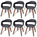 Sillas de comedor 6 unidades madera y cuero sintético negro