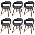 Sillas de comedor 6 unidades madera y cuero sintético negro