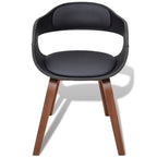 Sillas de comedor 6 unidades madera y cuero sintético negro
