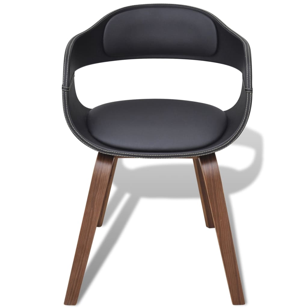 Sillas de comedor 6 unidades madera y cuero sintético negro