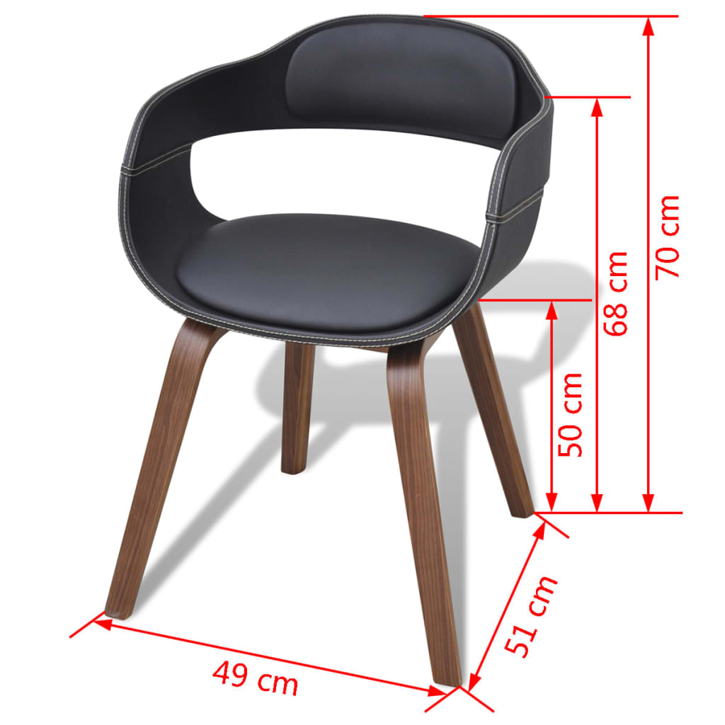 Sillas de comedor 6 unidades madera y cuero sintético negro