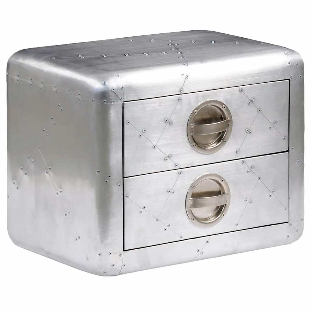 Mesa auxiliar estilo aviador con 2 cajones vintage