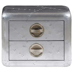 Mesa auxiliar estilo aviador con 2 cajones vintage