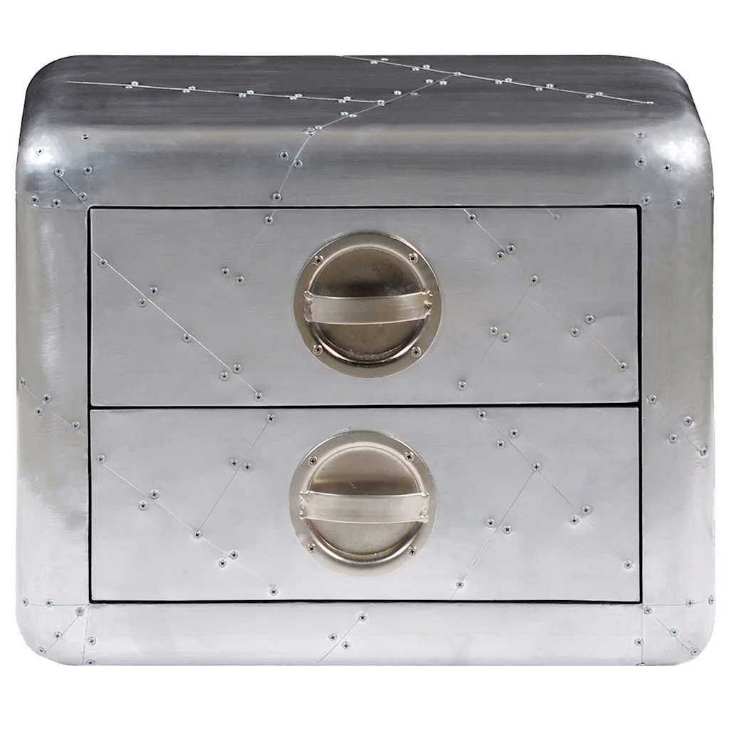 Mesa auxiliar estilo aviador con 2 cajones vintage