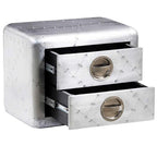 Mesa auxiliar estilo aviador con 2 cajones vintage