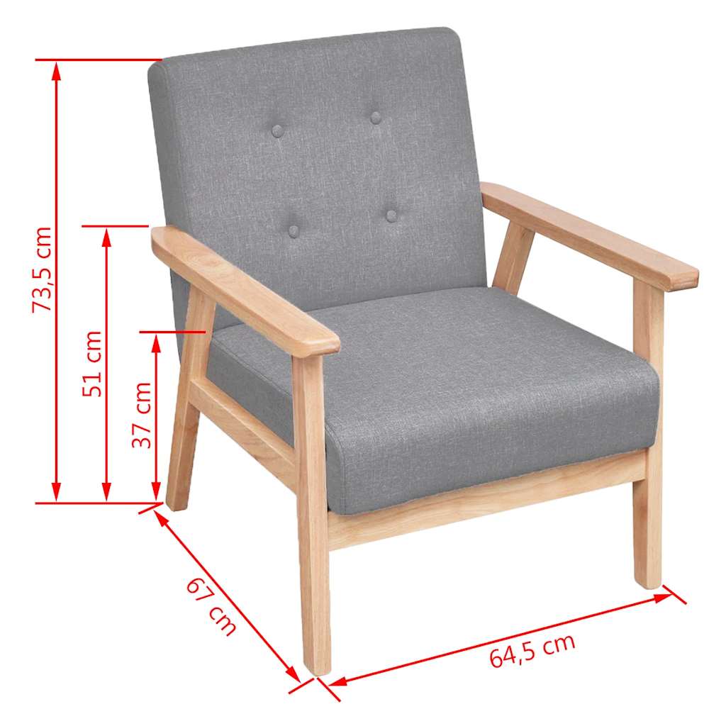 Sillón de tela gris claro