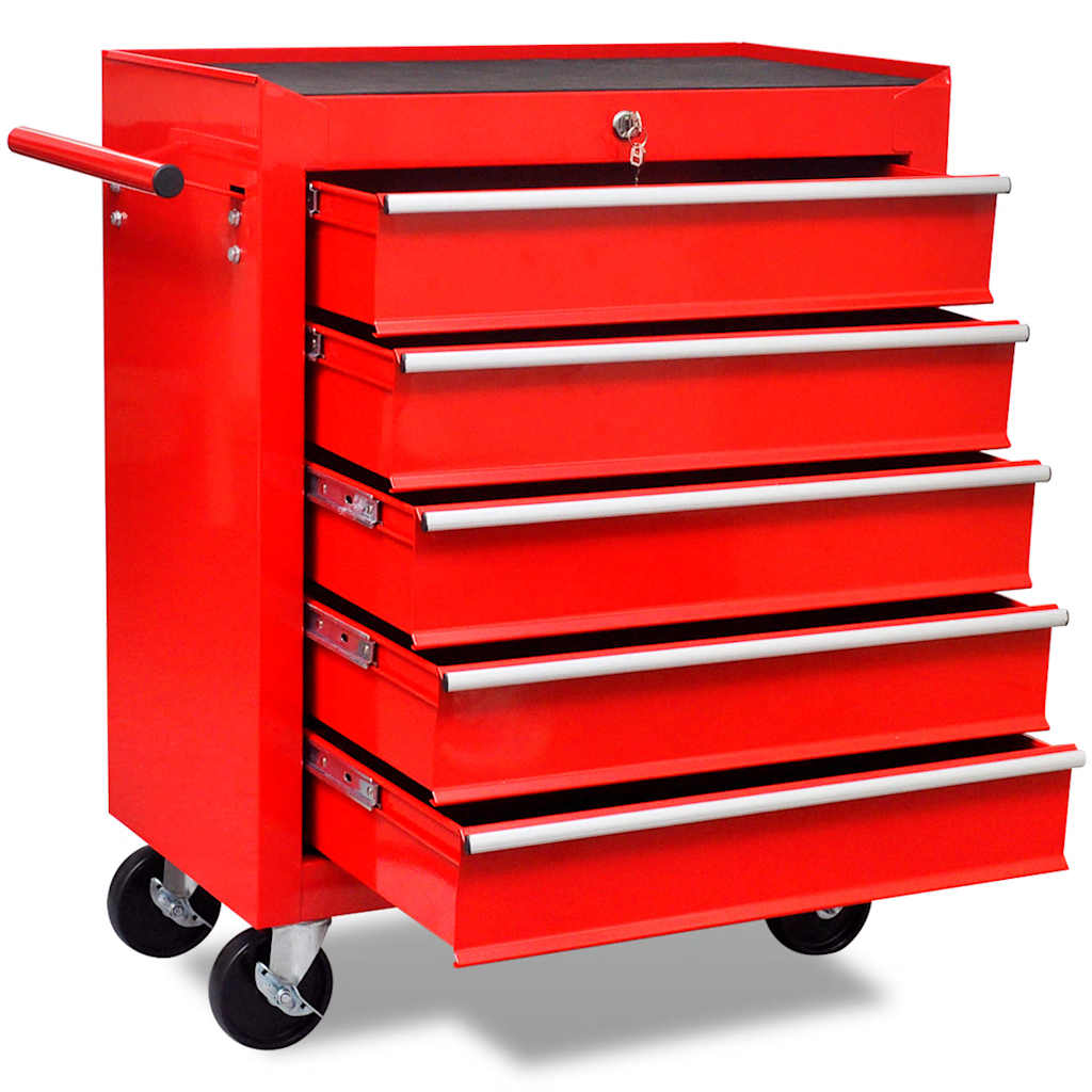 Carrito caja de herramientas 5 cajones negro