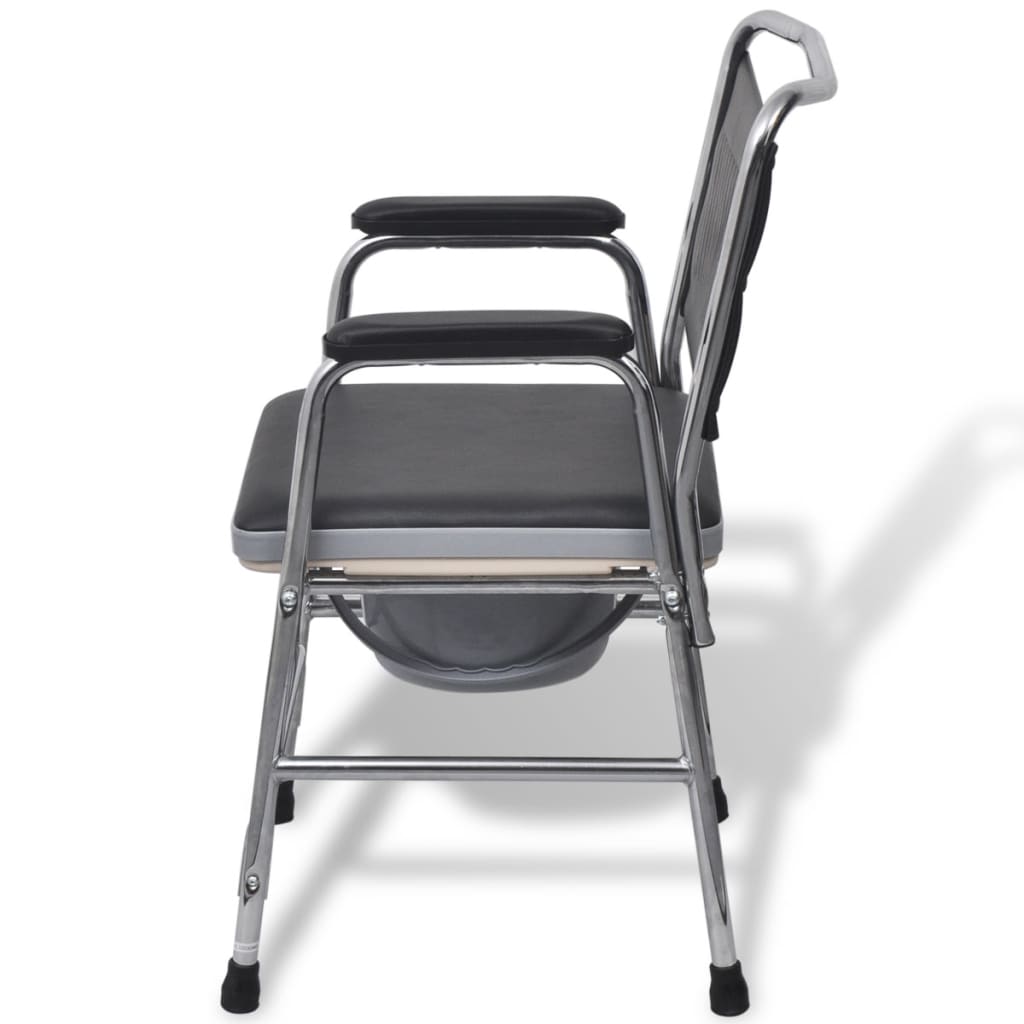 Silla con inodoro WC acero negra