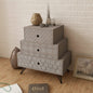 Grey and brown 3-drawer stepped bedside table
