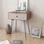 Mesita de noche rectangular con 1 cajón marrón