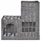Casa/cama/rascador/castillo para mascotas de sauce con cojín