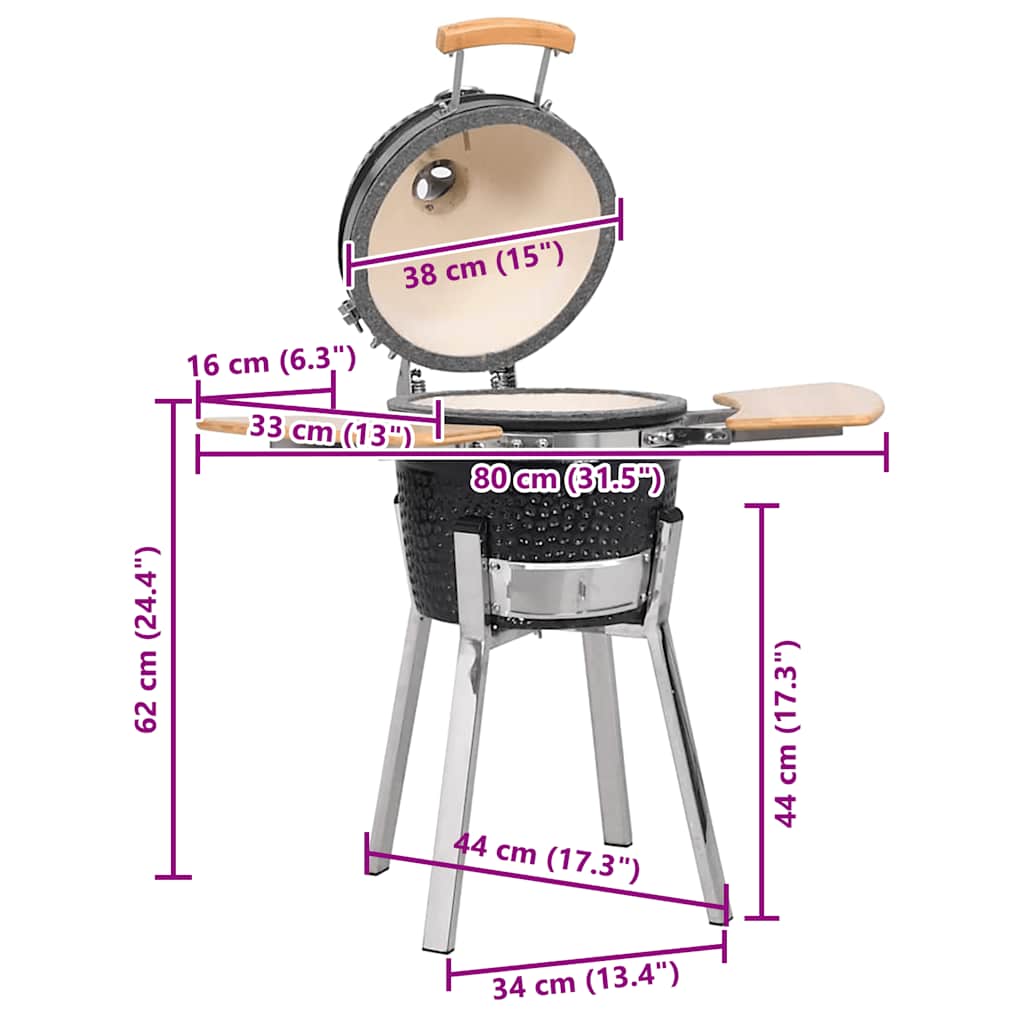 Kamado Barbacoa Parrilla y Ahumador Cerámico 33 cm