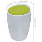 Taburete de cuero sintético blanco blanco y verde