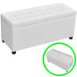 Otomana de almacenamiento de cuero artificial blanco