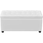Otomana de almacenamiento de cuero artificial blanco