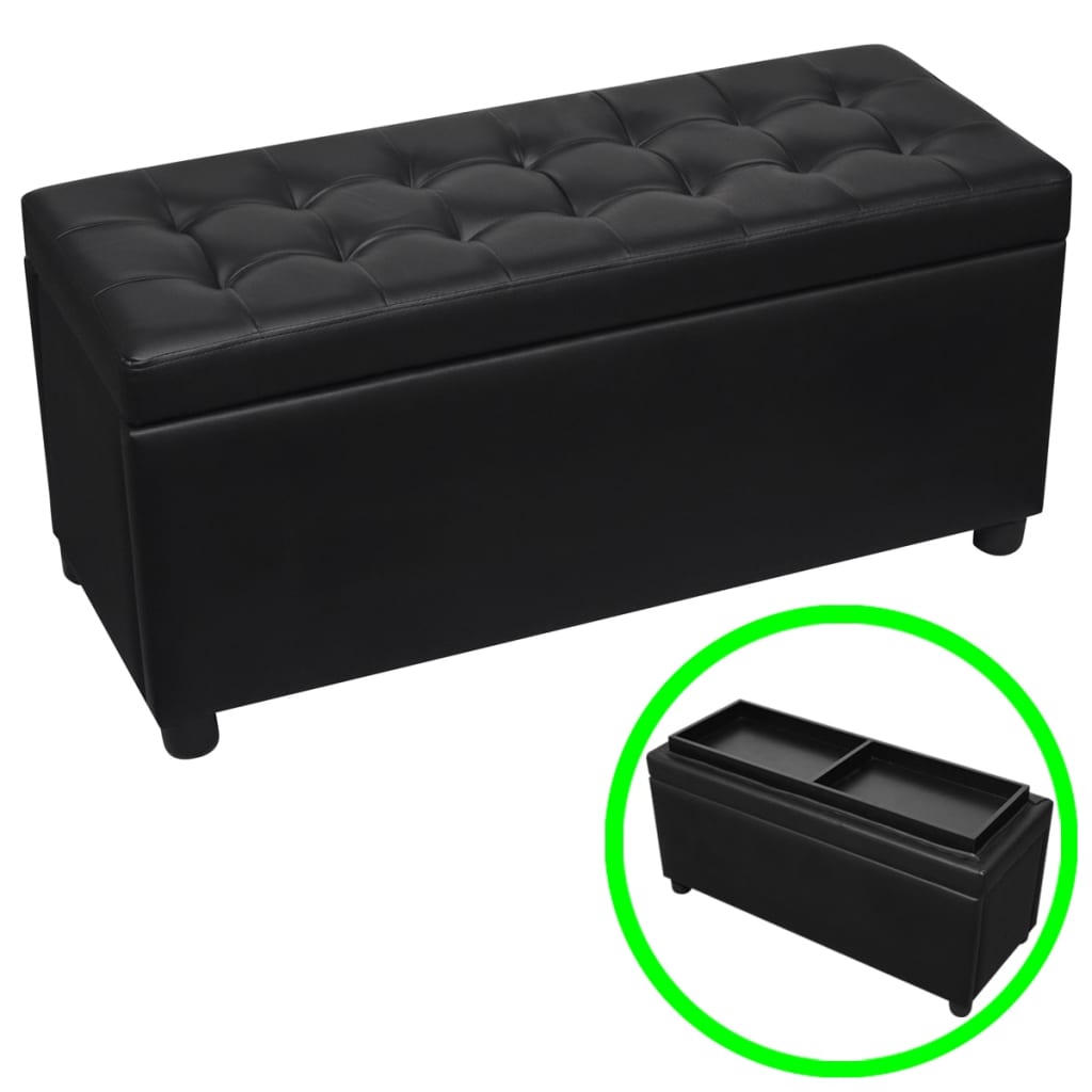 White Faux Leather Storage Ottoman