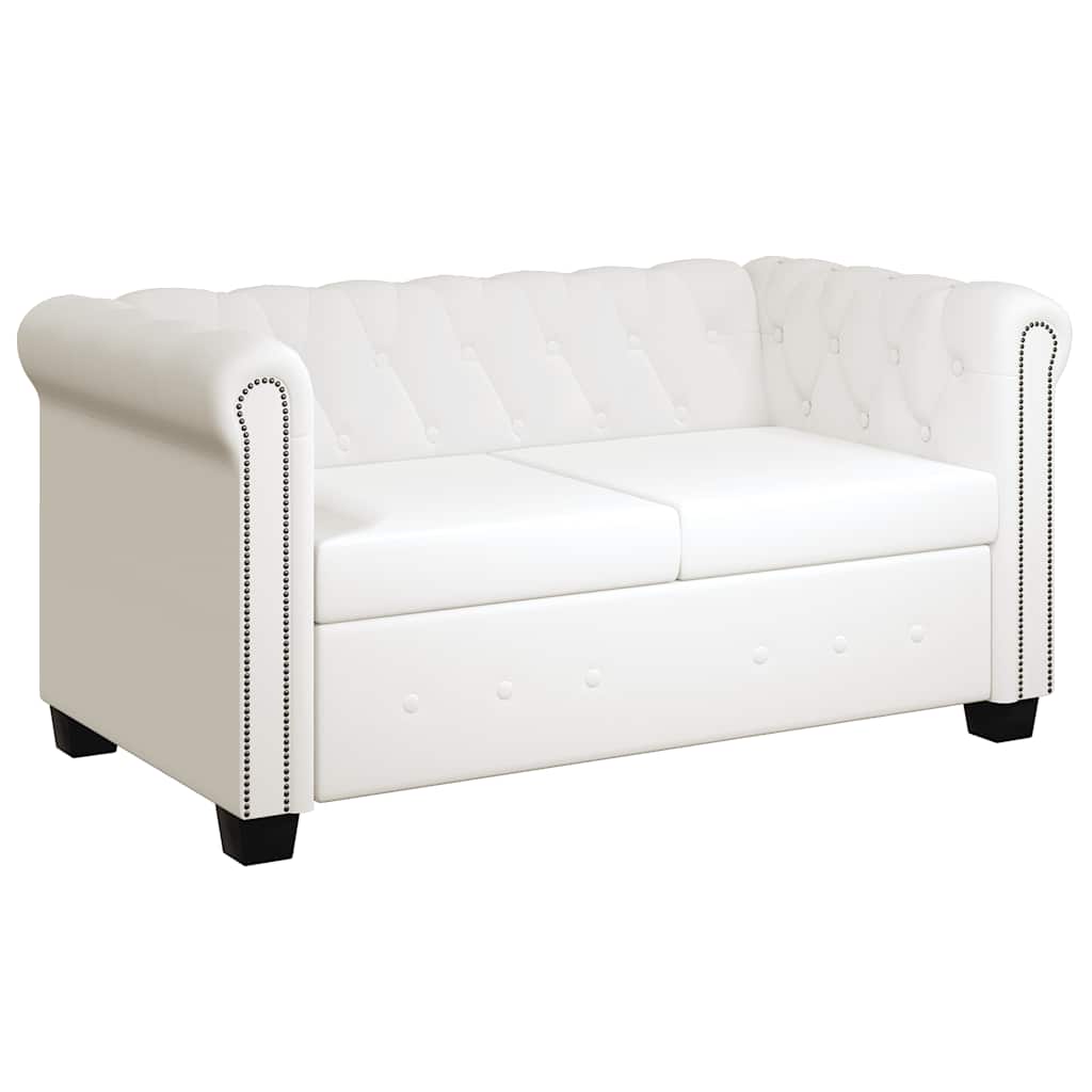 Sofá Chesterfield de 2 plazas cuero sintético blanco