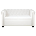 Sofá Chesterfield de 2 plazas cuero sintético blanco