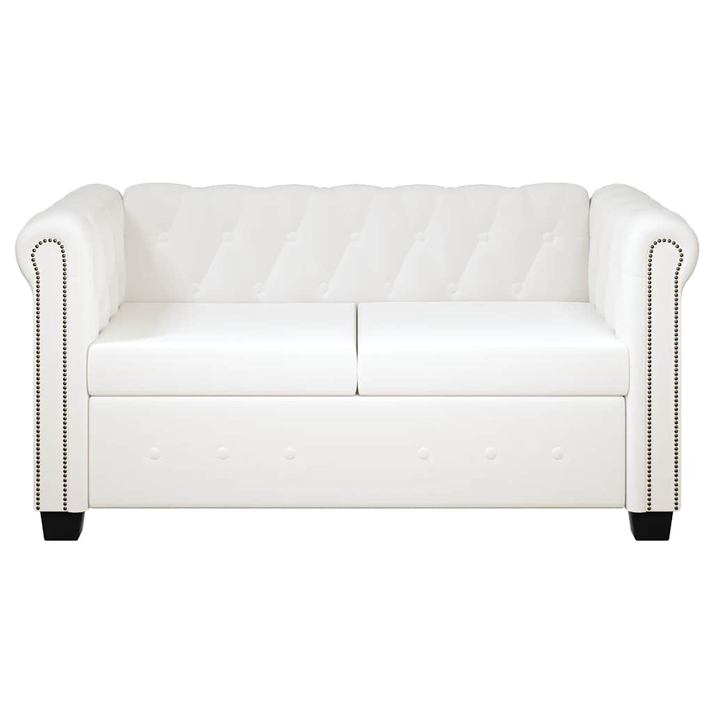 Sofá Chesterfield de 2 plazas cuero sintético blanco