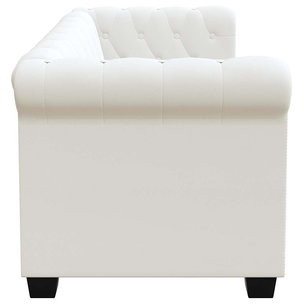 Sofá Chesterfield de 2 plazas cuero sintético blanco
