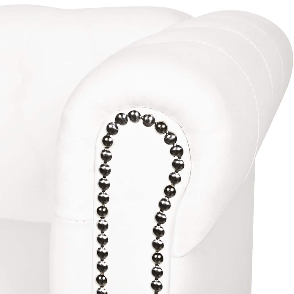 Sofá Chesterfield de 2 plazas cuero sintético blanco