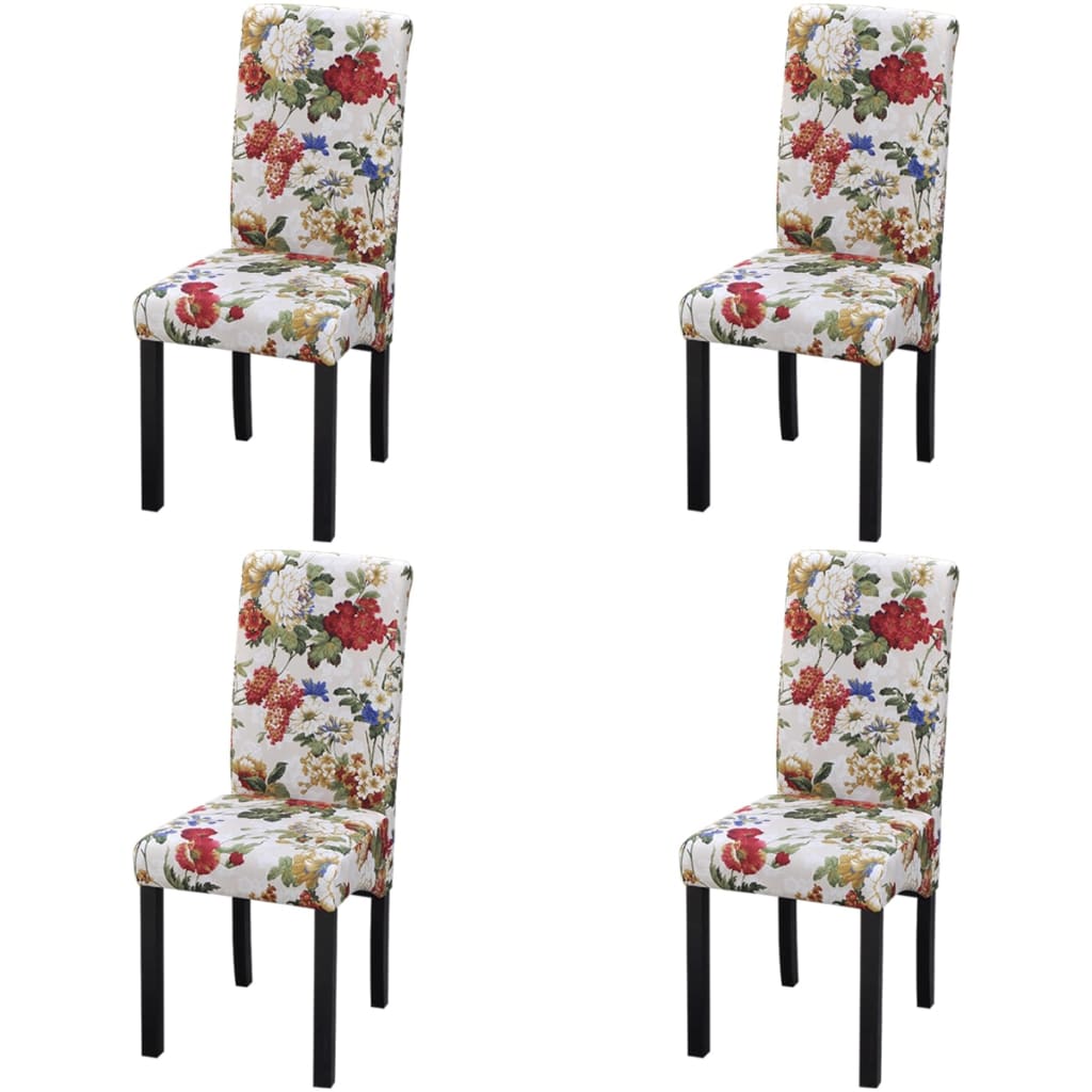 Sillas de comedor 4 unidades tela multicolor